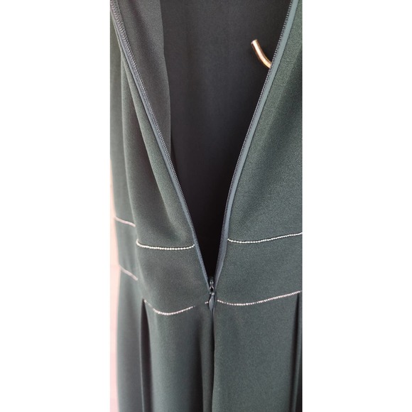 NWOT NEW Badgley Mischka Platinum Emerald Green Wide Leg Jumpsuit Size 4 - Picture 7 of 16